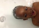 Mamello enjoying the shampoo