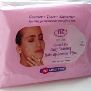 TLC Facial and Eye Daily Cleansing Make-up Remover Wipes – All Skin Types