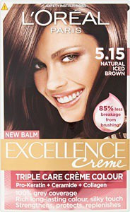 Loreal Paris excellence hair colorant in 5.15 iced brown